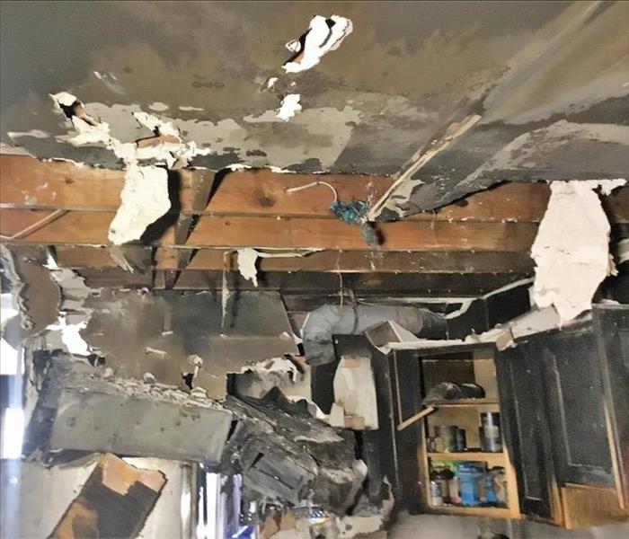 ceiling damaged by fire